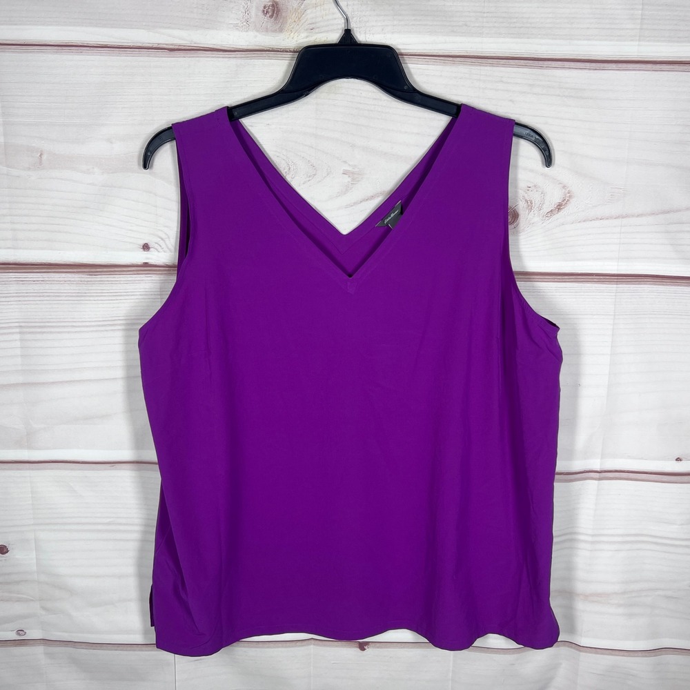 Eddie Bauer Tank Top Womens XL Purple Departure V-Neck Solid Sleeveless Stretch